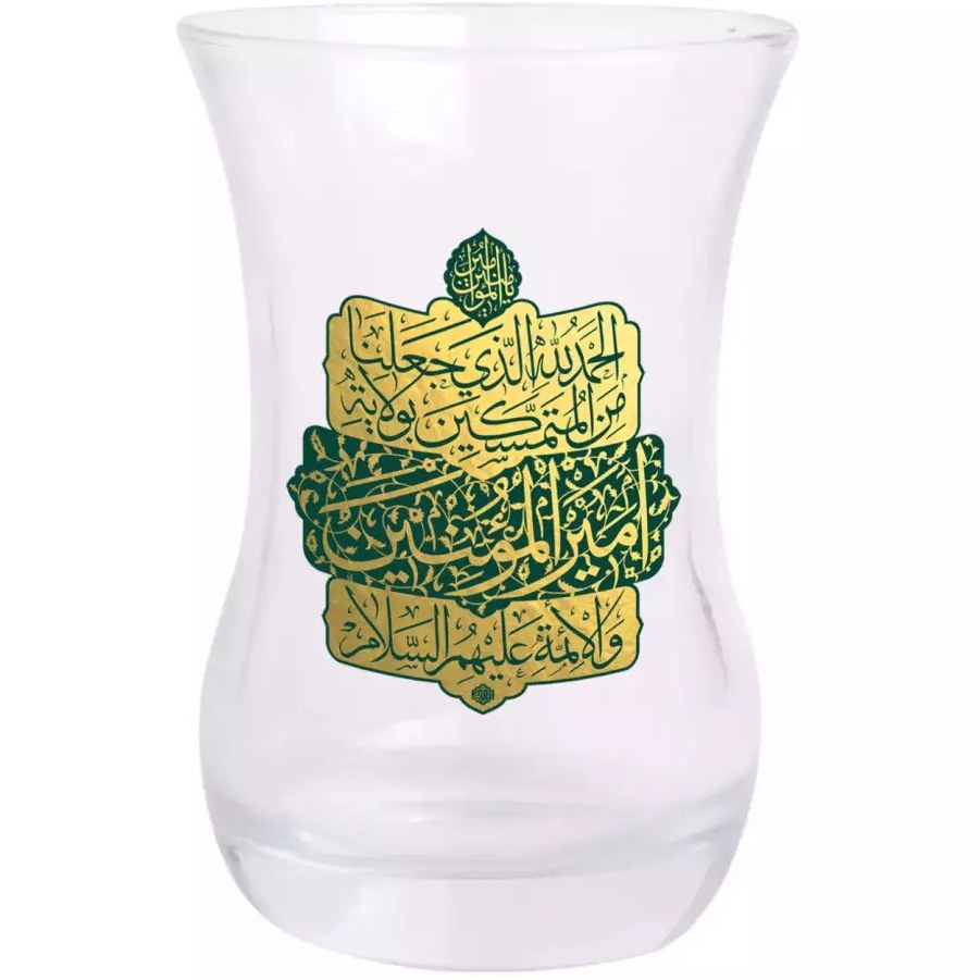 تصویر وارد شده از ترب استکان تک عددی کمر باریک بدون دسته با شعار الحمدلله الذی جعلنا من المتمسکین بولایه امیرالمومنین و الائمه علیهم السلام